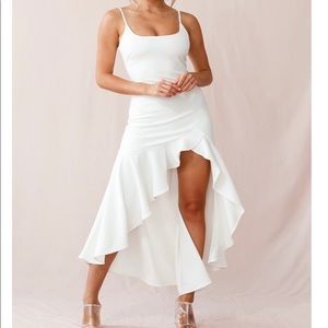 Selfie Leslie Emoji Asymmetrical dress in white!